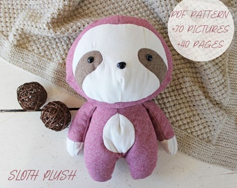 Sloth plush, PDF Sewing directions, DIY plushie, Baby gift, kids room deco, nursery,From Beginners up, heirloom, stuffed