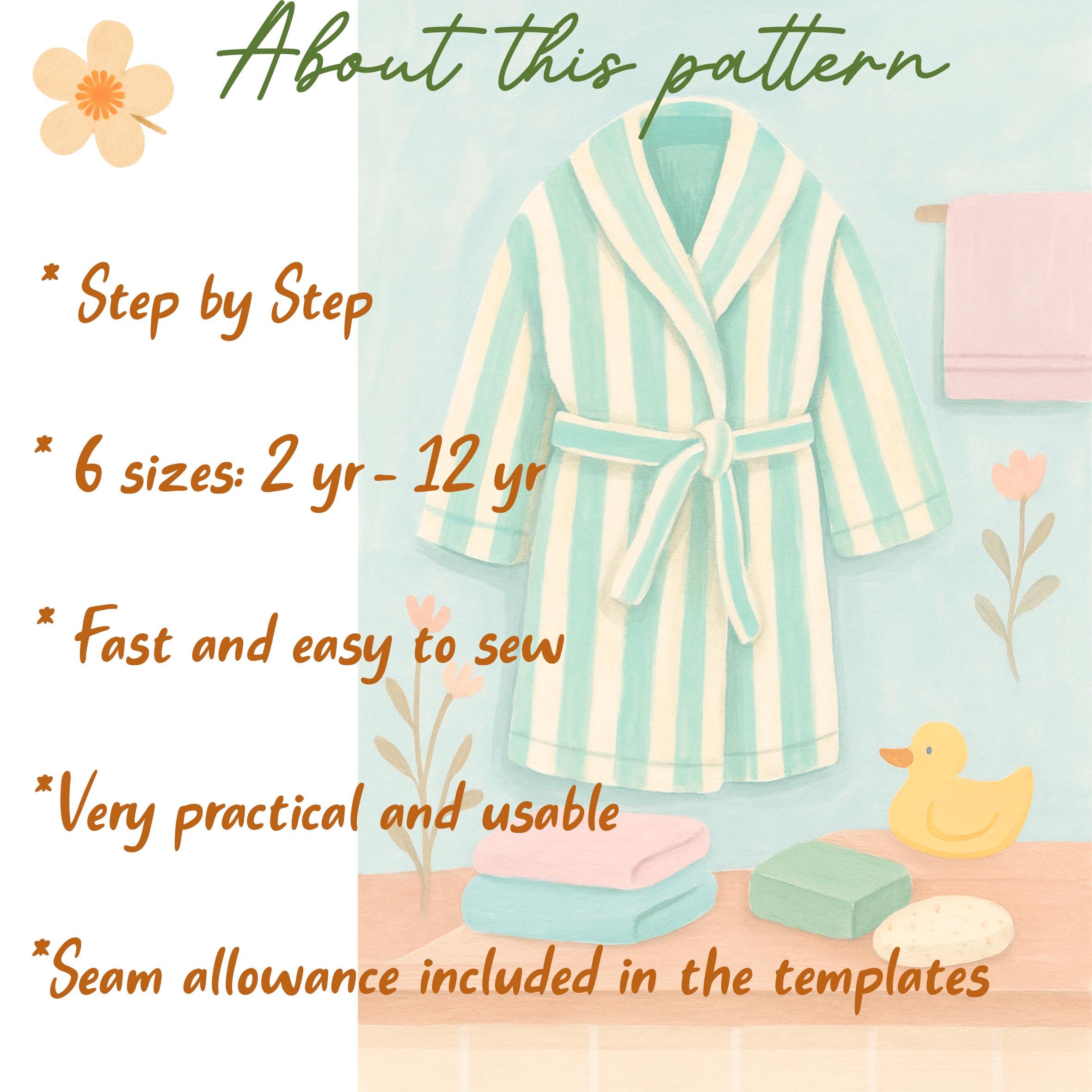 Make Pattern Bath Robe Kids Bathrobe Sewing Pattern (PDF) – Soft & Cozy Robe for Everyday ...