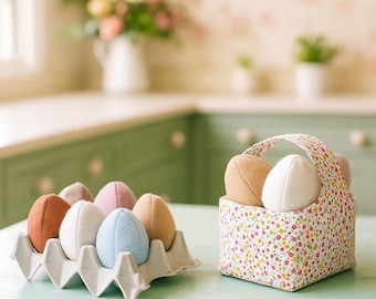 Patrón de costura para un huevo y una cesta de tela: Juego de simulación DIY (PDF)