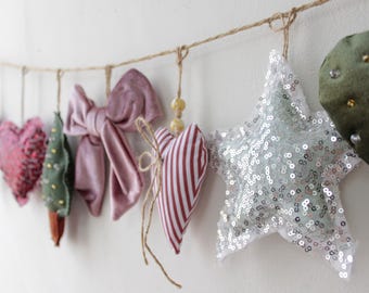 Christmas Ornaments Sewing Pattern PDF: 6 Fabric Ornament Templates (Digital Download)