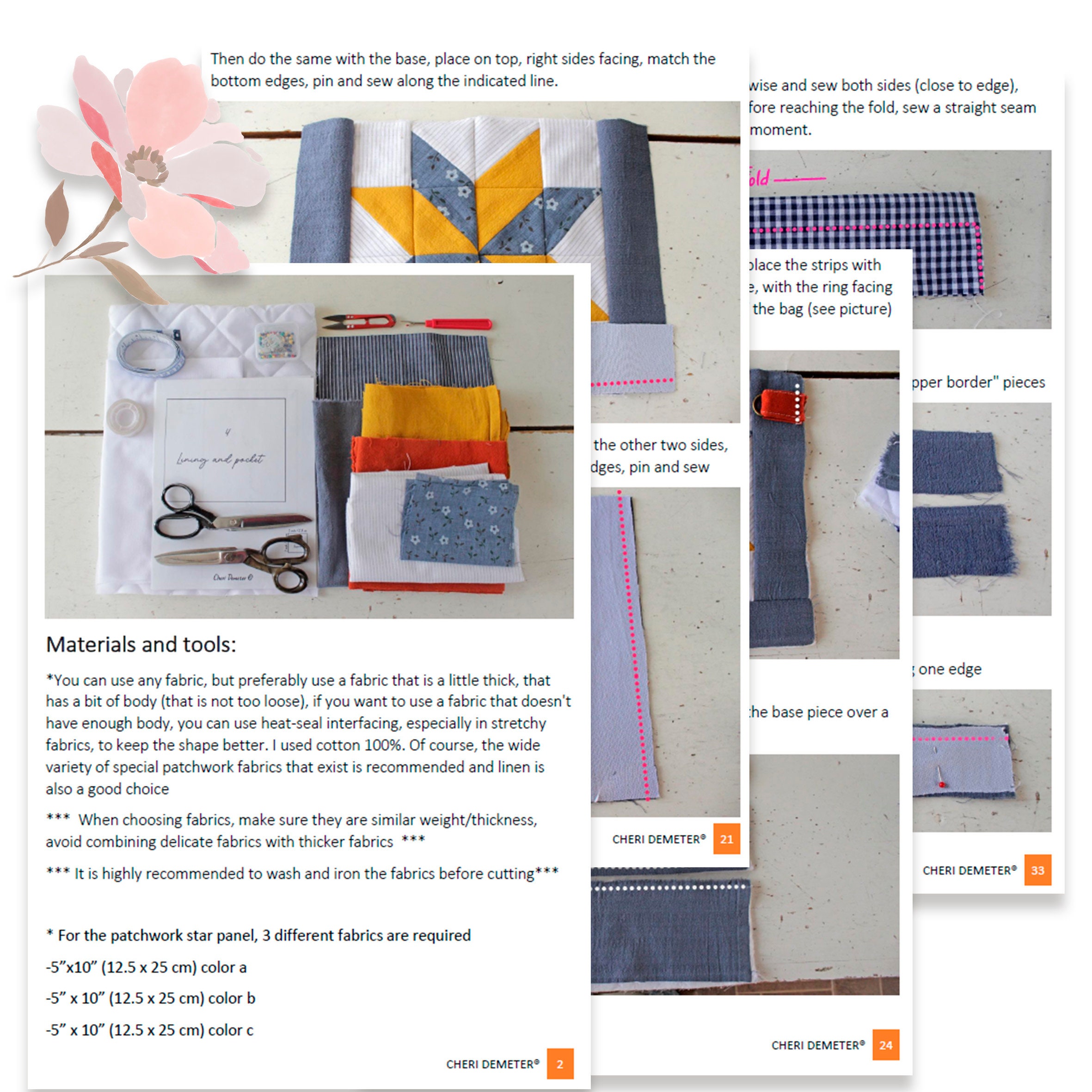Patchwork Drawstring Bag, PDF Digital Manual, Sewing Directions, DIY ...