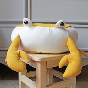 Coussin de sol crabe pour enfants, instructions de couture PDF. Cadeau bricolage pour tout-petit, oreiller, décoration de chambre d'enfant, chambre d'enfant nautique, peluche tatami en peluche, lit pour chien et chat