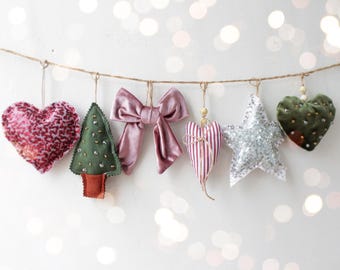 Christmas Ornaments Sewing Pattern PDF: 6 Fabric Ornament Templates (Digital Download)