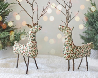 Decoração de veado, instruções de costura em PDF, para iniciantes, decoração de prateleira, decoração rústica de Natal,