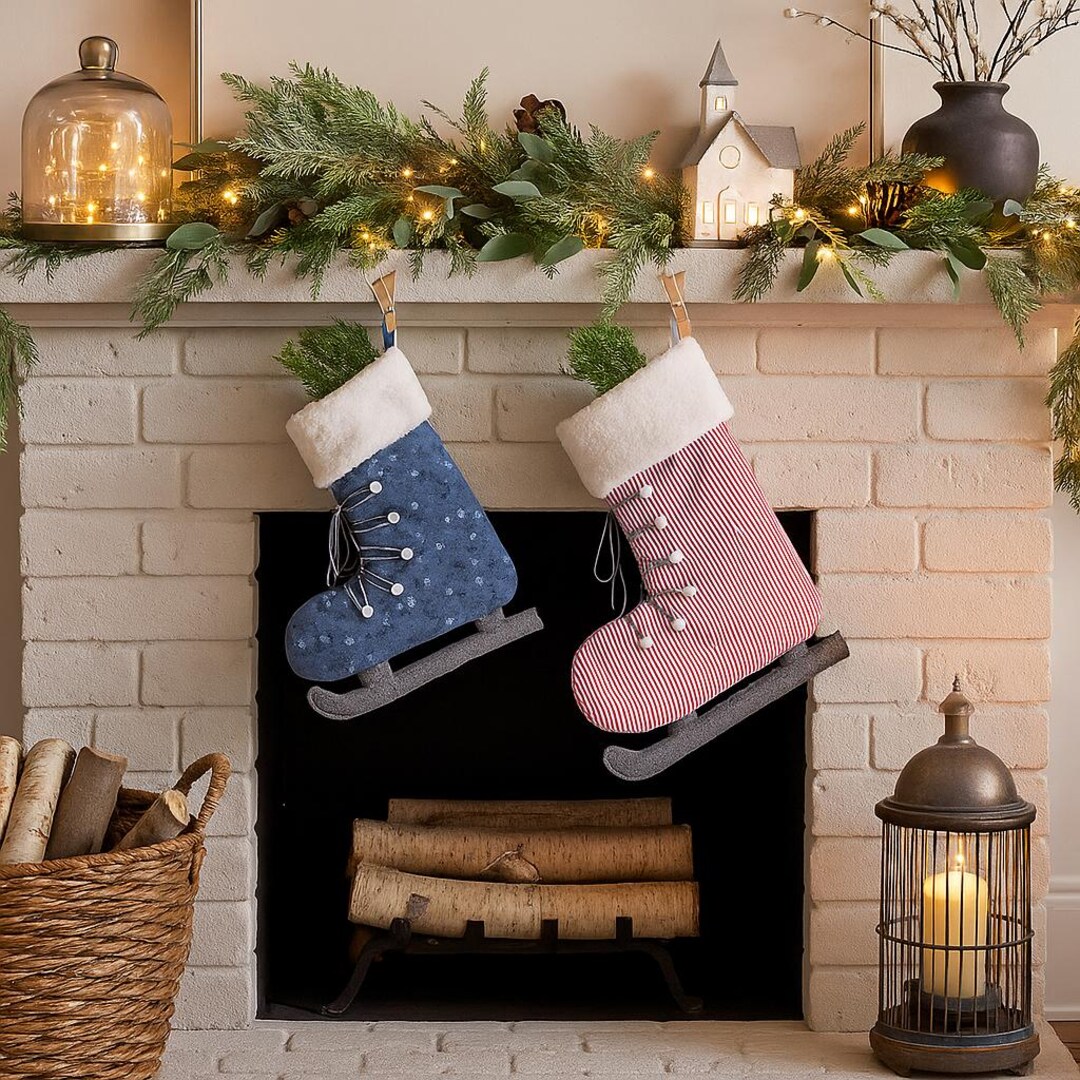 Stocking Template Ice Rink Ice Skate Christmas Stocking Sewing Pattern: DIY Holiday Decor (PDF ...