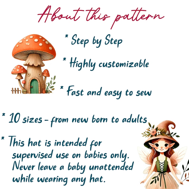 Pixie Hat Sewing Pattern: Beginner-Friendly DIY Tutorial (New born to Adult) (PDF Pattern) image 4
