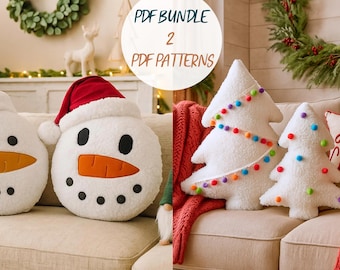 Christmas Pillow Sewing Pattern Bundle – Tree and Snowman (PDF Pattern)