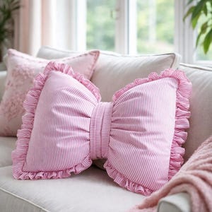 Bow Pillow Sewing Pattern | Ruffle Cushion Tutorial (PDF Download) 2 sizes