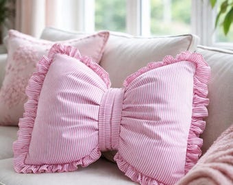 Bow Pillow Sewing Pattern | Ruffle Cushion Tutorial (PDF Download) 2 sizes