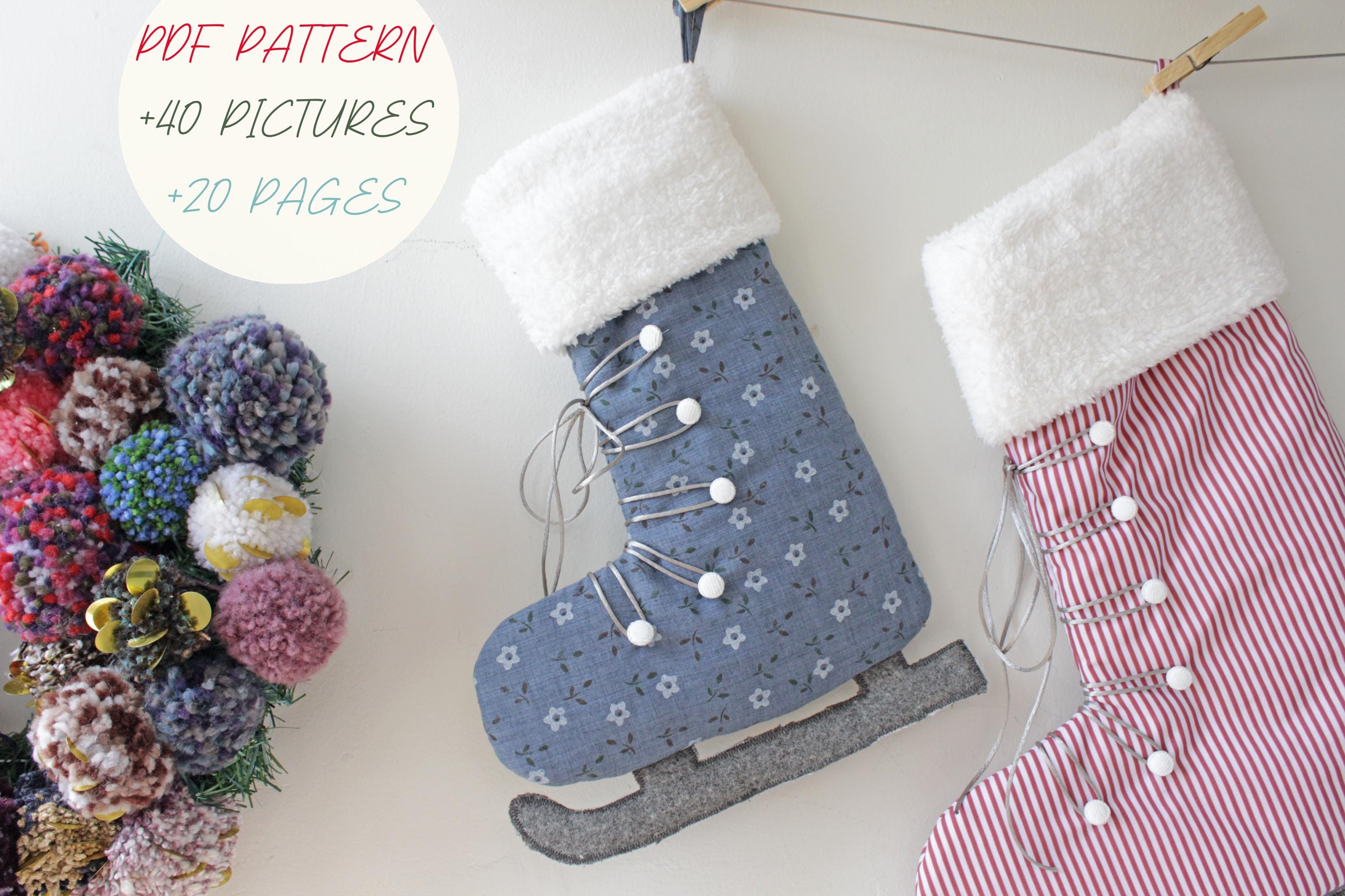 Stocking Template Ice Rink Ice Skate Christmas Stocking Sewing Pattern: DIY Holiday Decor (PDF ...