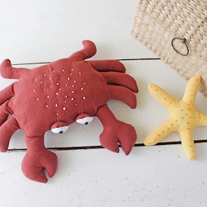 Peluche crabe et étoile de mer, instructions de couture PDF, lot de 2. Pour toute personne débutante, cadeau bricolage pour bébé, décoration de chambre d'enfant, chambre d'enfant nautique