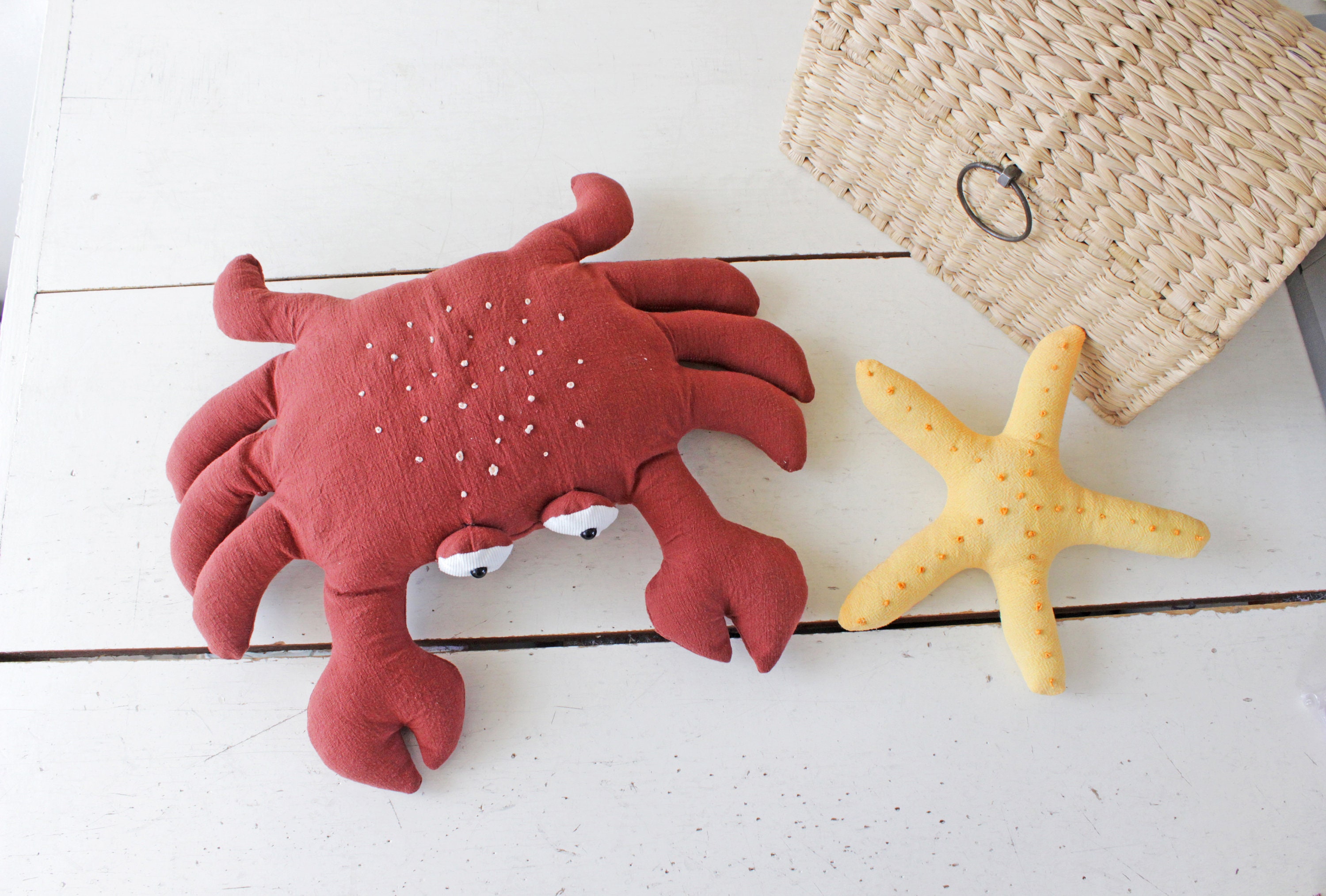 Crab and starfish soft toy, PDF Sewing directions,set of 2. From Beginners up, DIY baby gift, child room decor, nautical nursery