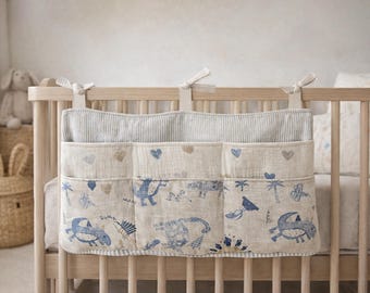 Patrón PDF de organizador de cuna / Tutorial de costura fácil / Almacenamiento para la habitación del bebé / Regalo DIY para bebé