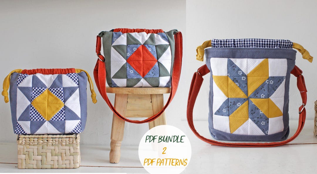 Patchwork Star Quilt Bag Sewing Pattern – Crossbody & Makeup Bags (PDF ...