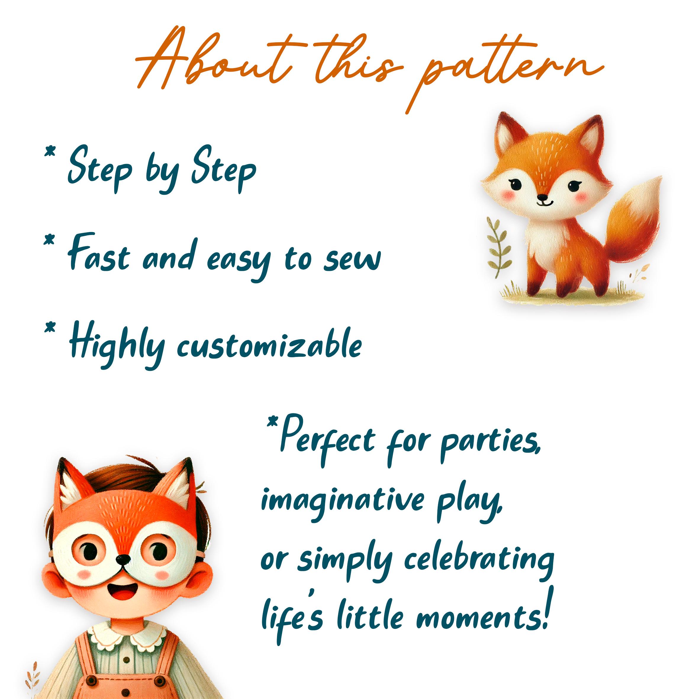 Pattern For Fox Mask DIY Fabric Fox Mask Sewing Pattern: Beginner-friendly Costume (PDF) - Etsy