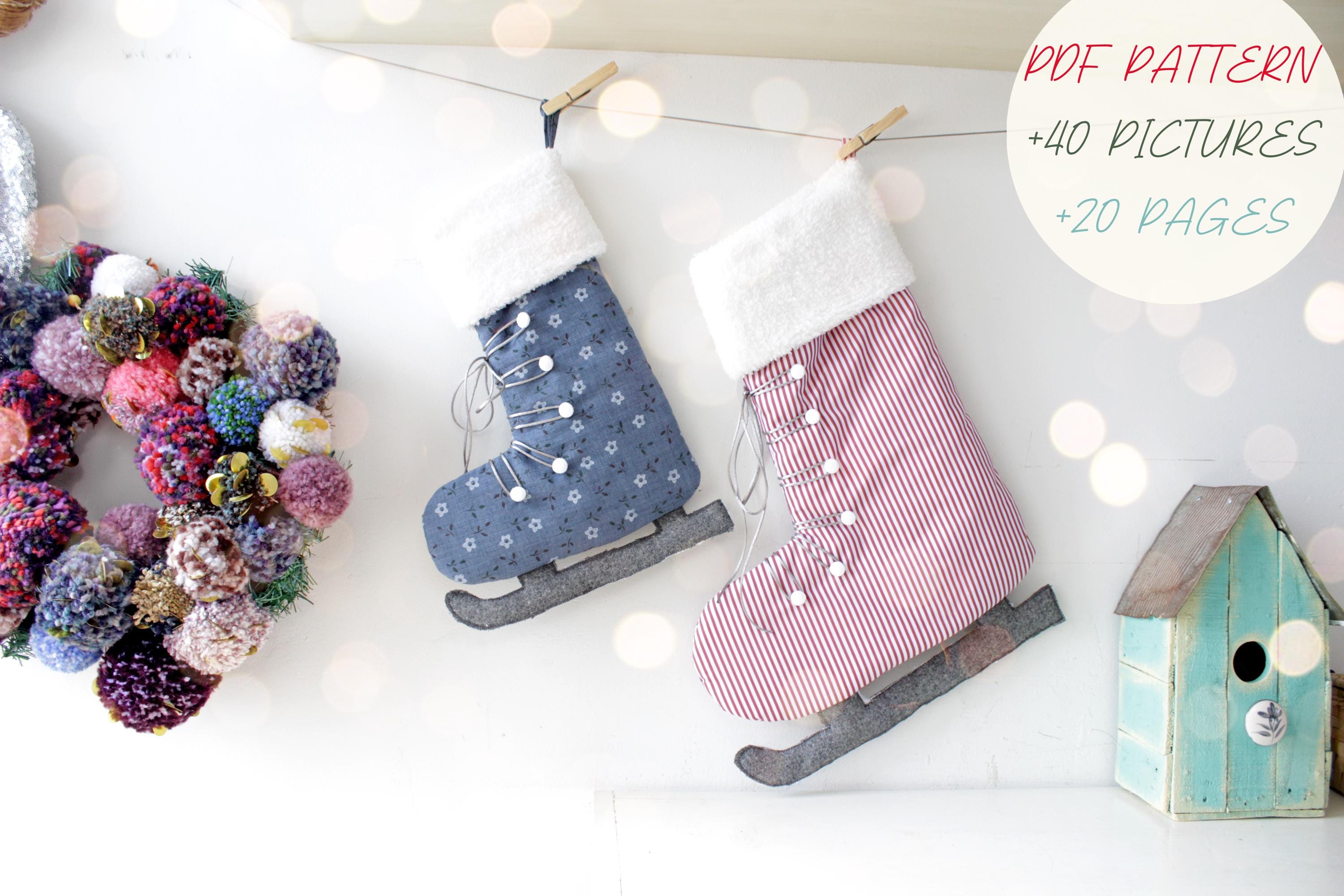 Stocking Template Ice Rink Ice Skate Christmas Stocking Sewing Pattern: DIY Holiday Decor (PDF ...