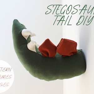 Cauda de estegossauro, decoração de parede, troféu de taxidermia falso, instruções de costura em PDF. Presente de bebê DIY, quarto de criança, berçário, suporte de parede de pelúcia, almofada dino