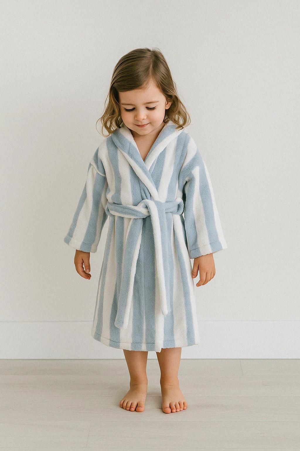 Bassetti Kid Junior Unisex Cotton Sponge Bathrobe With Hood – Sizes 5/6, 7/9, 10/12 Years