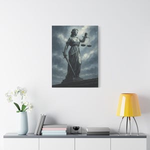 Canvas Wall Decor, Lady Justice Matte Art Print, Legal Lawyer Office Decoration, Courtroom Wall Hanging, Law Student Gift