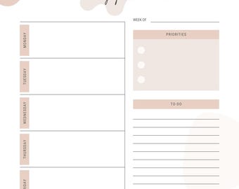 Minimalist One-Page Weekly Planner | Printable PDF + Editable Canva Template | Mon–Sun Schedule | To-Do List & Notes | Instant Download