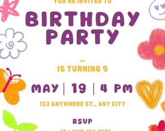 Customizable Party Invitation | Editable Canva Template | Birthday, Baby Shower, Celebration Invite | Instant Download