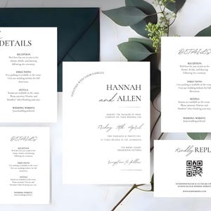 Paquete de invitación de boda minimalista editable, plantilla de Canva editable, paquete minimalista, tarjeta de ceremonia de boda imprimible, descarga de Canva
