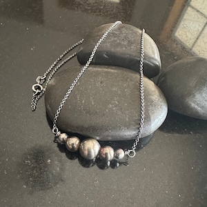 Navajo Pearl Necklace, Sterling Silver necklace, graduated bead necklace, Navajo Pearl, .925 sterling silver chain, gift for her