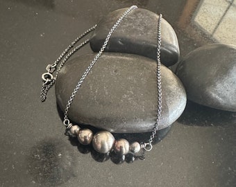 Navajo Pearl Necklace, Sterling Silver necklace, graduated bead necklace, Navajo Pearl, .925 sterling silver chain, gift for her