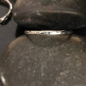 Sterling Silver Hammered Stacking Ring, 14 gauge, 1.63mm Ring, Simple Silver Stacking Ring, Sterling Silver Midi ring, thumb ring, toe ring