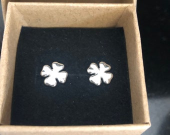 Sterling Silver Four leaf Clover Stud Earrings, clover studs, .925 post earrings, Dainty earrings, St Patrick’s Day earrings, Lucky studs