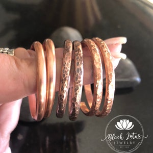Pure Copper Hoop Earrings, Post Hoop Earrings, Copper hoops with post backs, Bohemian Hoop Earrings, Modern Earrings, sterling posts