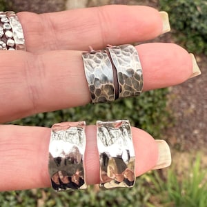 Sterling Silver Wide Hammered Hoop Earrings, stud Hoop Earrings, Huggie Hoops, Sterling Silver Jewelry, Silver Hoops, Post back