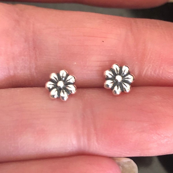 Sterling Silver Flower Stud Earrings, daisy studs, .925 floral post earrings, Dainty earrings, I pick you flower studs