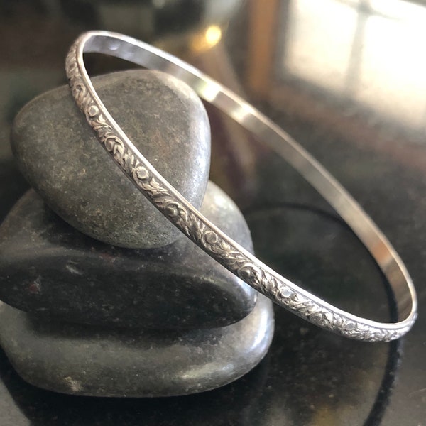 Bracelet floral en argent sterling, bracelet en argent du sud-ouest, bracelets empilables, bracelets empilables, bracelets en argent, cadeau pour elle