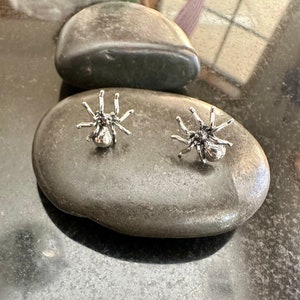 Sterling Silver Spider Stud Earrings, Nature studs, .925 post back earrings, Dainty Halloween earrings, arachnid earrings