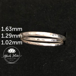 1mm Sterling Silver Hammered stacking Ring, 18 gauge Sterling Silver Ring, Your choice size and finish, skinny ring, midi ring, thumb ring