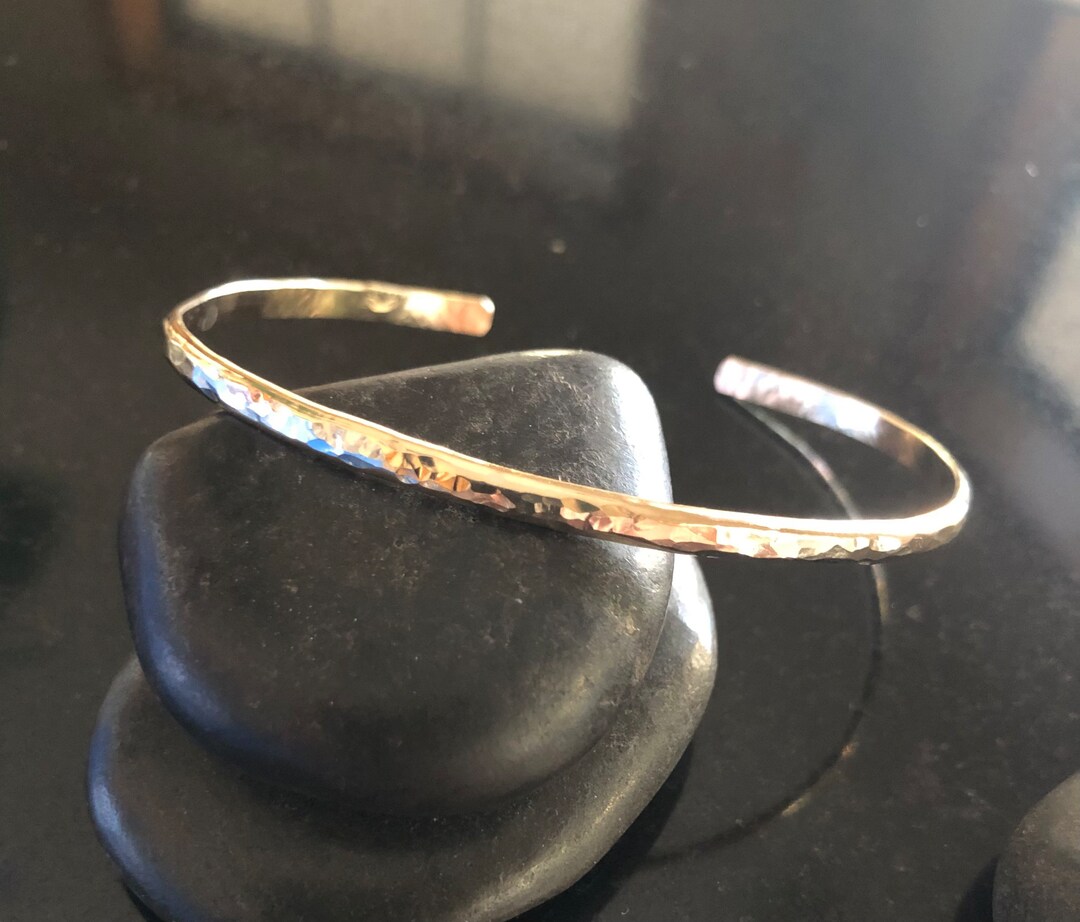 Gold Cuff Bracelet, Hammered 14k Gold Filled Stacking Cuff, Minimalist