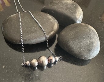 ナバホパールネックレス、スターリングシルバーネックレス