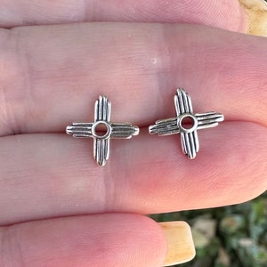 Sterling Silver Zia Sun Stud Earrings, Zia symbol studs, .925 post earrings, Dainty earrings, Tiny studs, Pueblo of Zia Symbol, 10mm