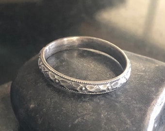 Diamond Floral Stacking Ring, Sterling Silver ring, Wedding band, Infinity Stacking Ring, Sterling Silver pattern Ring, Gift for her