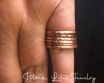 Copper Hammered Stacking Ring, Copper Ring, Stack Rings, Gift for Her, Copper Stacking Rings, Thick Stacking Rings, sold individually