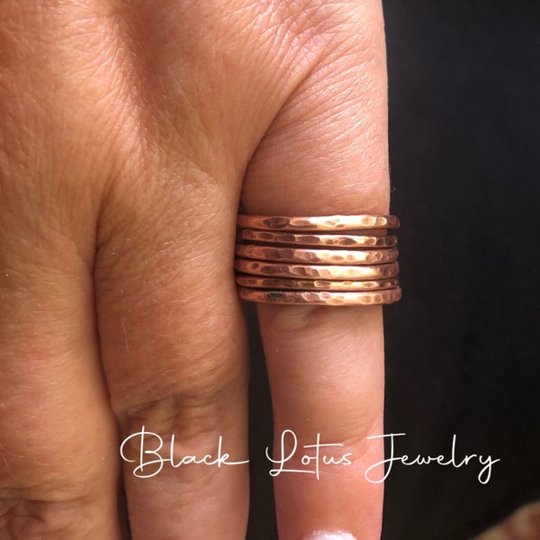 Thick Copper Hammered Stacking Rings, Copper Ring, Stack Rings, Gift for Her, Copper Stacking Rings, Thick Stacking Rings