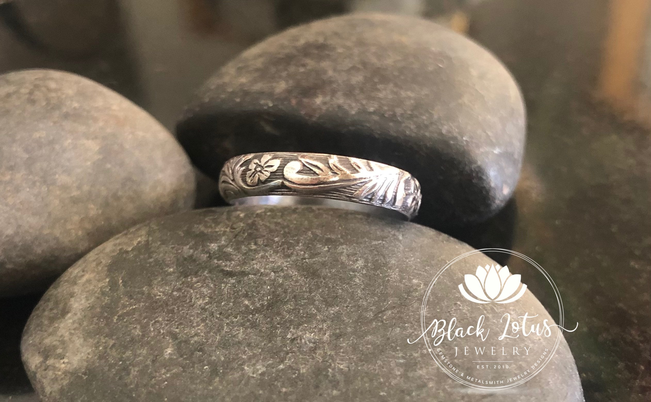 Sterling Silver Floral Ring, Silver Ring Band, Stacking Ring, Silver Ring, Floral Western Ring, Tropical Ring