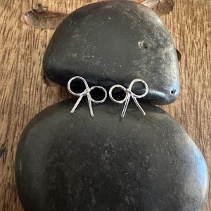 Bow earrings, Sterling Silver tied bow Stud Earrings, .925 post earrings, Dainty earrings, Small Bow studs, 10mm