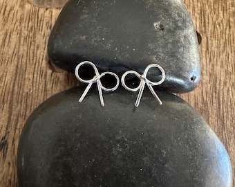Bow earrings, Sterling Silver tied bow Stud Earrings, .925 post earrings, Dainty earrings, Small Bow studs, 10mm