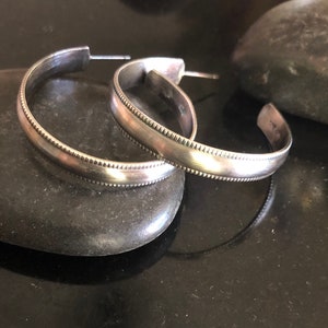 Sterling Silver Milgrain edge Post Hoop Earrings,  milgrain Hoop Earrings, Sterling Silver Jewelry, Silver Hoops, Post back, smooth hoops