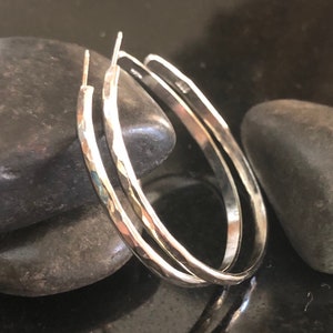 Half round Sterling Silver Hoops, Hammered post back Hoop Earrings, Shiny Silver XS to XL Classic Hoops, Post back, stud hoops, 8 sizes!