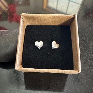 Sterling Silver Heart Stud Earrings, .925 heart post earrings, petite Valentine earrings, Dainty heart studs