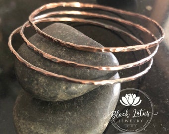 14 Gauge Thin Copper Bangle, Stacking Bracelets, Thin Hammered Bangle Bracelets, Stacking Bangle Bracelets, 7th Anniversary
