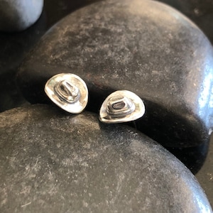 Sterling Silver Cowboy hat Stud Earrings, southwestern studs, .925 cowgirl hat earrings, Dainty earrings, tiny studs